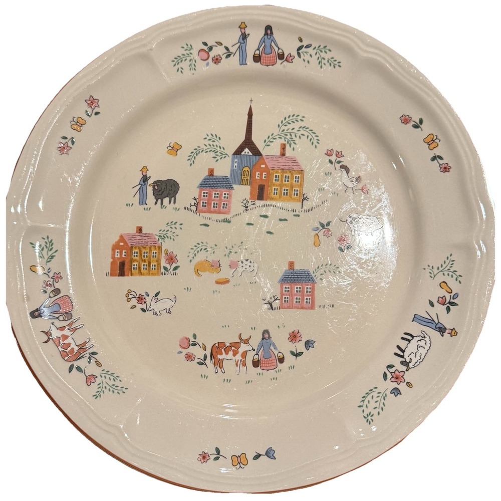 NEWCOR Stoneware Vintage OUR COUNTRY‎ Pattern 10.5 Dinner Plate 1986 Thailand